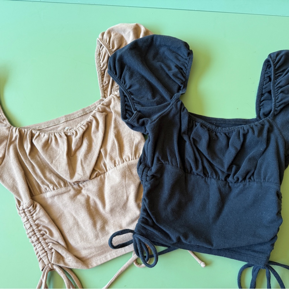 Hollister Tan Ruched Crop Top